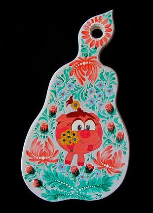 Дошка обробна петриківський розпис ручна робота смішарики - нюша