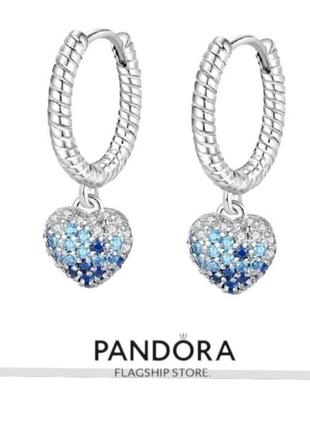 Сережки срібло silver_pandora original гарні  голубенькі циркони