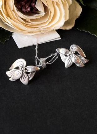 Серебряные серьги без камней, 925 проба