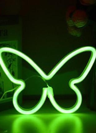 Настенный неоновый светильник ночник бабочка butterfly зеленая