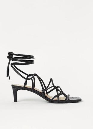 Киттен хилз kitten heels босоножки на завязках сандали кожа под питона