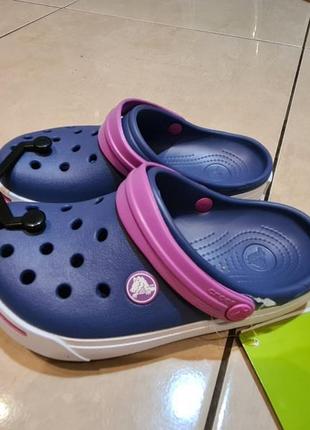 Крокс сабо крокбэнд ii синие детские crocs crocband ii clogs bijou blue/wild orchid3 фото