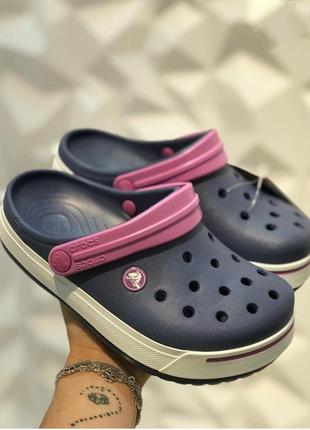 Крокс сабо крокбэнд ii синие детские crocs crocband ii clogs bijou blue/wild orchid