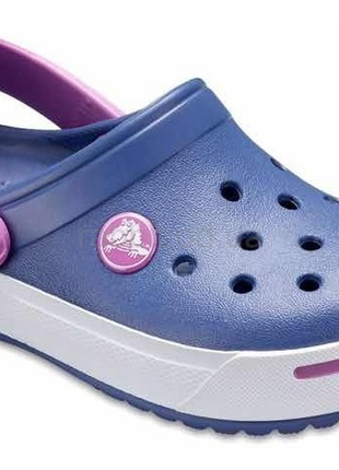 Крокс сабо крокбэнд ii синие детские crocs crocband ii clogs bijou blue/wild orchid4 фото