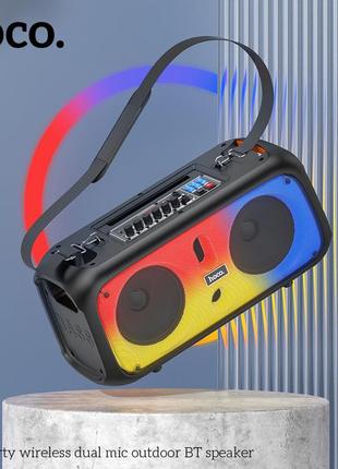 Караоке колонка hoco bs54 party микрофоны 2 портативная акустика саундбар кинотеатр boombox charge xtreme