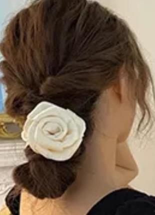 Гумка бант для волосся троянда колір ivory (айвері)
