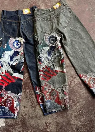 (904) джинси y2k harajuku панк оверсайз графічна вишивка мішкуваті джинси