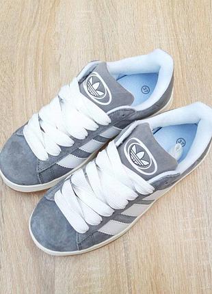 Adidas campus серые с белым кроссовки мужские адидас кампус топ качество осенние весенние летние демисезонные замшевые5 фото