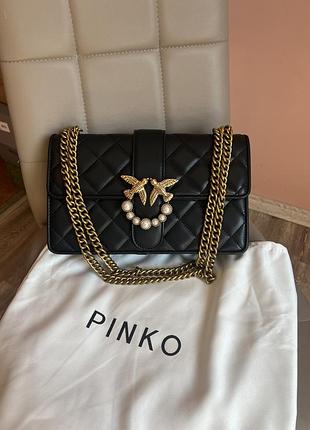 Жіноча сумка з шкіри pinko lady black пинко молодіжна, брендова сумка маленька через плече  ka08007