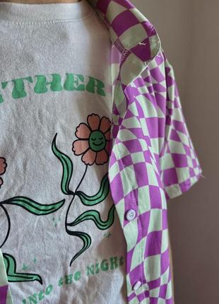 Сорочка гавайська літня з геометричним принтом2 фото