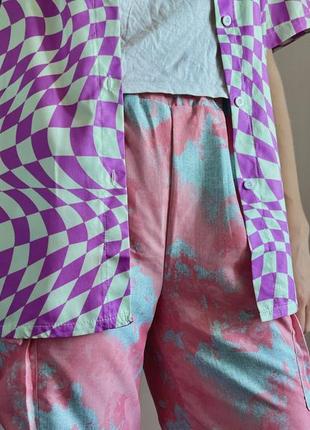 Сорочка гавайська літня з геометричним принтом3 фото