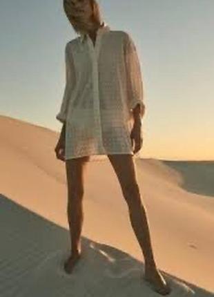 Zara блуза, рубашка из прошвы оверсайз