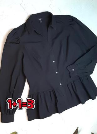 🎁1+1=3 стильная черная приталенная блуза рубашка river island, размер 48 - 50