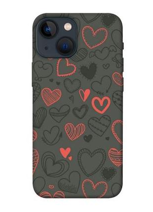 Чехол с принтом на айфон 13 мини милые сердца / чехол с принтом на iphone 13 mini
