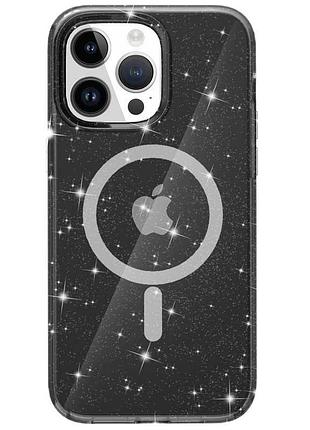 Чехол на iphone 12 pro max черный с блёстками блестящий с магсейф magsafe на телефон айфон 12 про макс 3