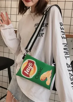 (940) смішні картопляні чіпси сумочка через плече жіноча полотняна сумка через плече