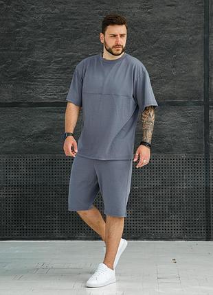 Красный спортивный костюм мужской оверсайз футболка шорты