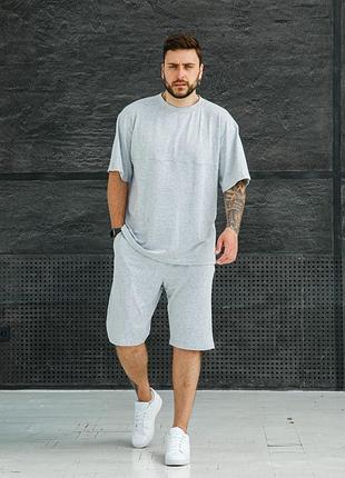 Красный спортивный костюм мужской оверсайз футболка шорты