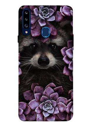 Чехол с принтом на самсунг галакси а20с енот в цветах / чехол с принтом на samsung galaxy a20s