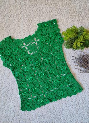 Блузка вінтажна , мереживом