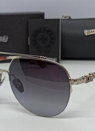Chrome hearts jerkbat чоловічі сонцезахисні окуляри сірий градієнт в сріблястому металі