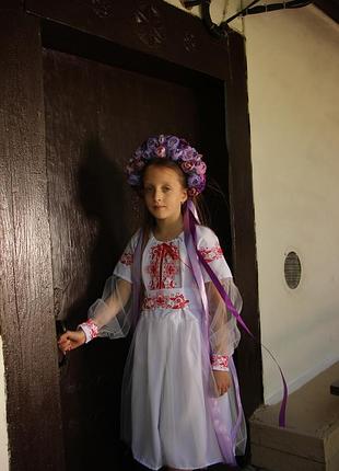 Вышиванка платье для девочки белое "грация" 3