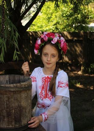 Вышиванка платье для девочки белое "грация" 6