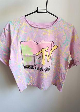 Рожева кроп футболка mtv, xs/s
