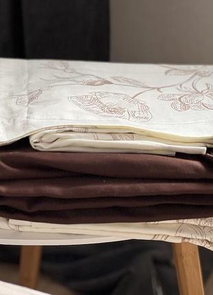 Комплект постільної білизни полуторний brown blossom з натурального сатину 150х210 см
