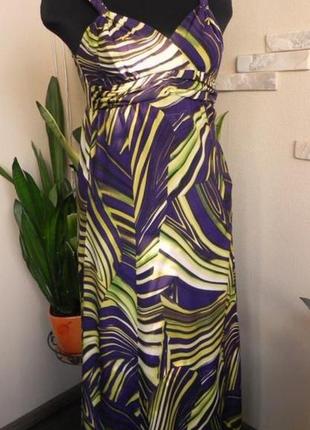 Свободное макси платье сарафан вискоза отрезное под грудью  принт