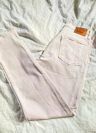 Женские джинсы levi’s розовые с высокой посадкой с необработанными краем освещенные 501 skinny l