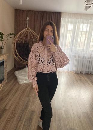 Блузка рожева кружевна блуза нова