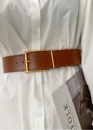 Пояс коричневый широкий в стиле zara