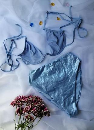 Роздільний купальник missguided з трусиками блакитний металік