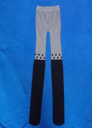 Колготки безрозмірні на дівчинку. імітація панчохи з сердечками. 116-122.