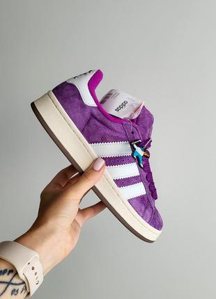 Класні жіночі кросівки adidas campus 00s purple cloud white темно-бузкові