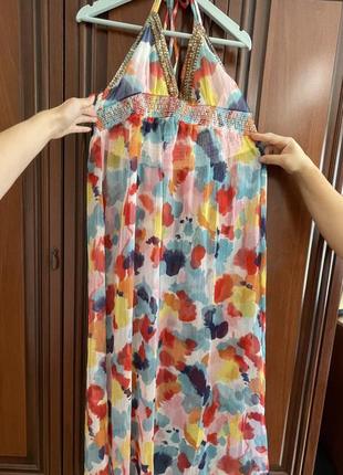 Пляжное полупрозрачное платье макси с открытыми плечами