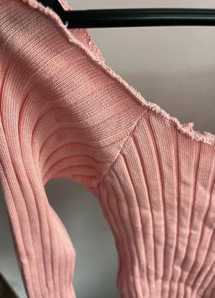 Кофта в рубчик з відкритими плечима2 фото