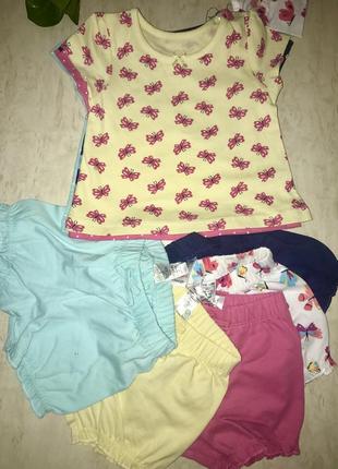 Летний костюм песочник george футболка шорти лосины капри боболи на новорожденную девочку 1-2-3-4 мес9 фото