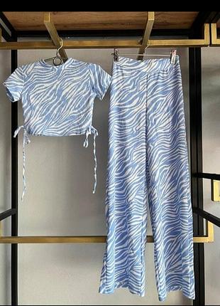 Костюм с анималистическим принтом ♥️ зебра, штаны и топ 5 цветов