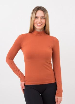 Водолазка жіноча безшовна з короткою горловиною giulia long sleeve neck охра s/m