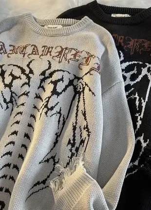 (1023) новый хип-хоп уличный вязаный свитер для мужчин готический пуловер