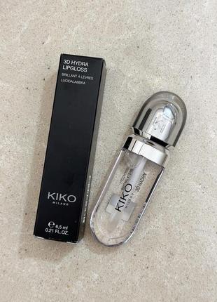 Блеск для губ kiko milano 3d hydra lipgloss 01. блеск 3д кико мело. оттенок 01. прозрачный блеск жидкое стекло