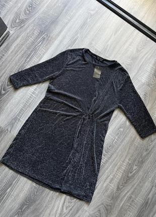 Новое праздничное люрексовое вечернее короткое платье/туника батал 20 размера