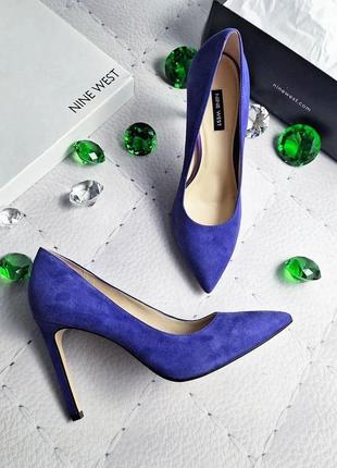Nine west оригінал волошкові замшеві туфлі лодочки на шпильці