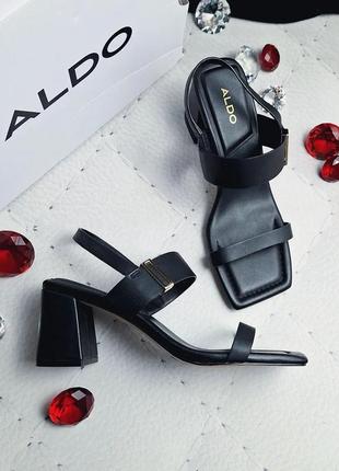 Aldo оригинал черные кожаные босоножки на каблуке