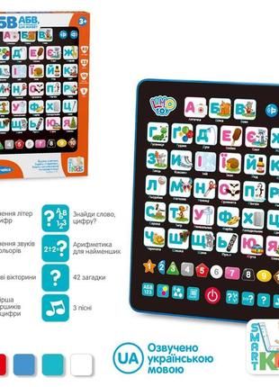 Детский развивающий планшет изучения букв цифр песни загадки геометрические фигуры