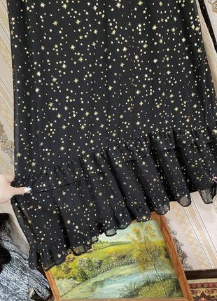 Стильна нарядна літня сукня, довге чорне з золотим плаття з поясом5 фото