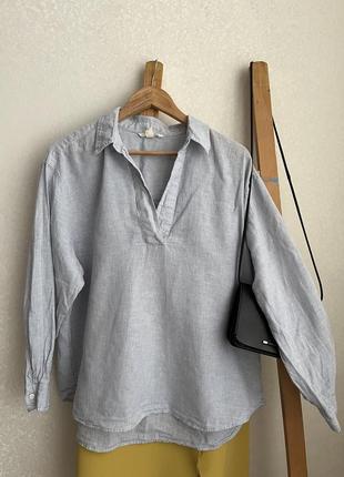 Сорочка блуза оверсайз h&amp;m льон котон7 фото
