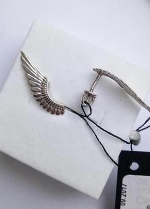 Сережки срібло 925 кульчики срібні цвяшки пусети крила 25151